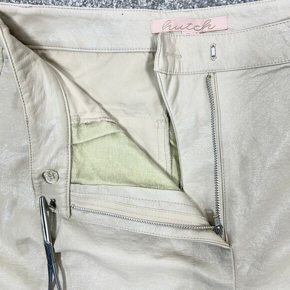 Anthropologie Hutch Wide-Leg Faux Leather Pants Sz 8 Pearl Cream Pleated NEW! - Picture 6 of 12